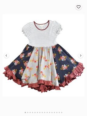 Matilda Jane Striped Gray & White Top with Rose Trim